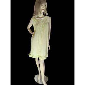 Vintage 70s Yellow Nightie M Coquette Cottagecore Lingerie Babydoll Nightie